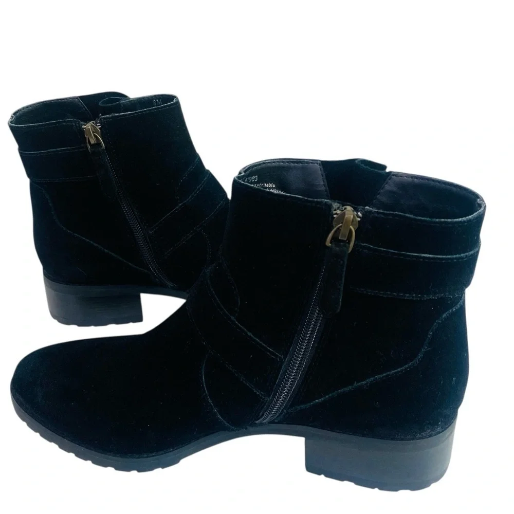 Susina Black Suede Odette Water Resistant Ankle Boots Size 8